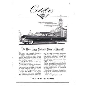 1955 Cadillac Sedan Car 1950s Vintage Print Ad 9 inch Tall